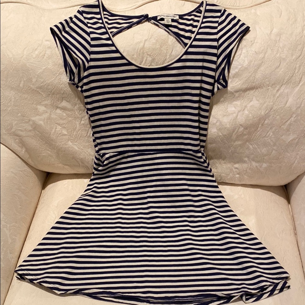American Eagle Outfitters Navy and White Striped Top